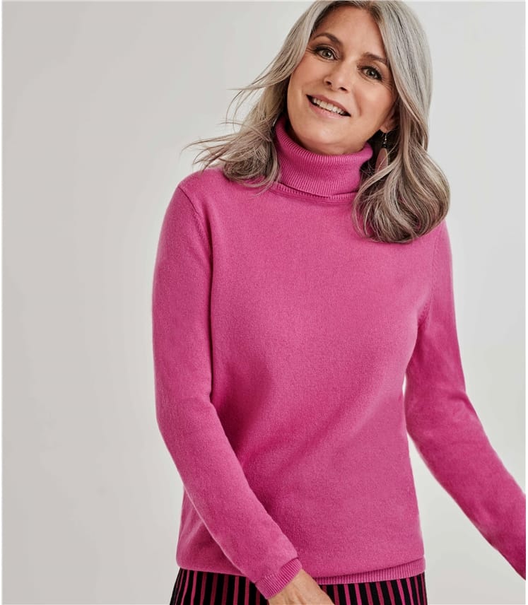 Pink Flambe | Cashmere & Merino Fitted Turtle Neck Knitted Sweater ...