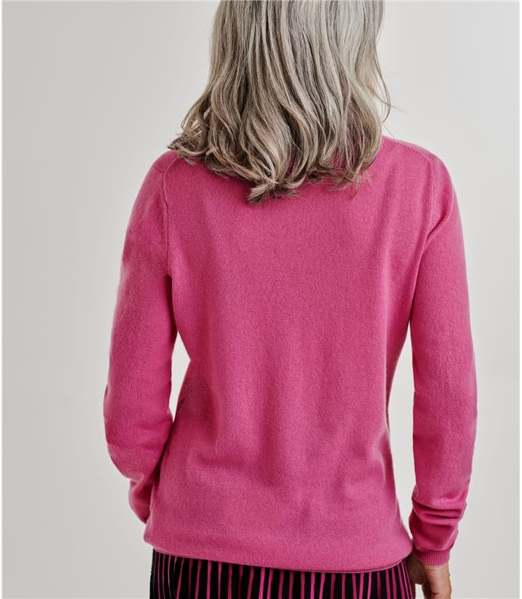 Pink Flambe Cashmere And Merino Fitted Polo Neck Knitted Jumper