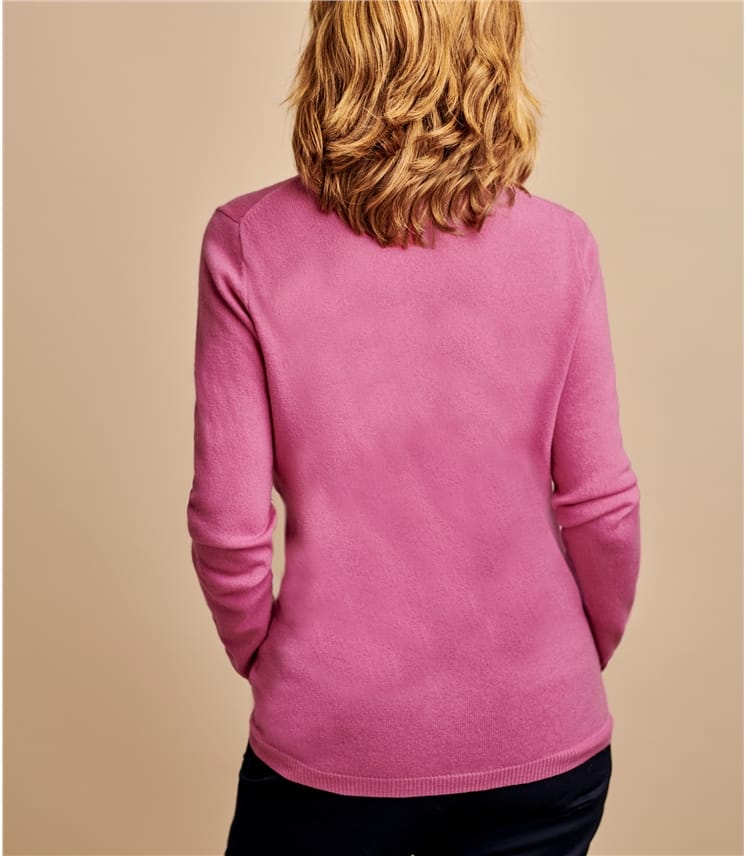 Pink Flambe Cashmere And Merino Fitted Polo Neck Knitted Jumper