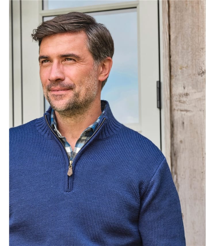 Pull à col zippé Country - Homme - Pure Laine