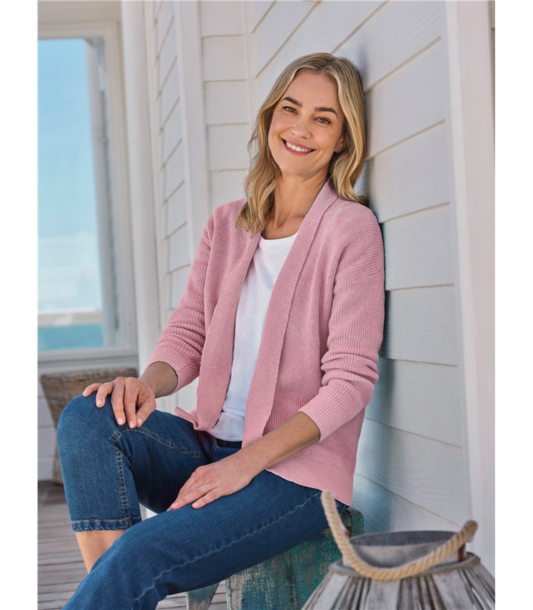 Offene Strickjacke mit Schalkragen