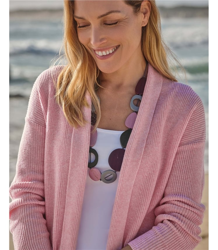 Offene Strickjacke mit Schalkragen