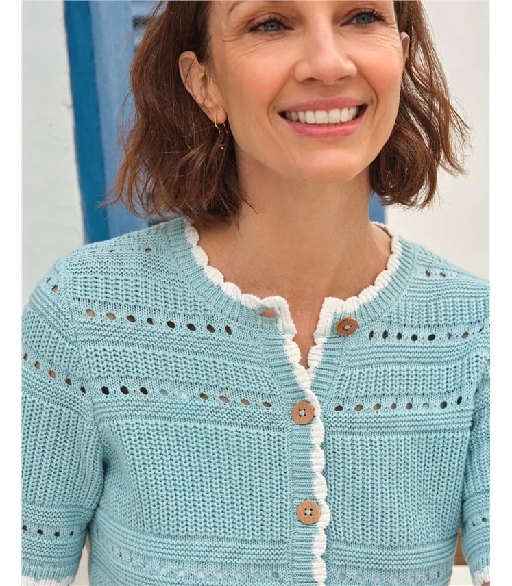 Scallop Crew Neck Cardigan