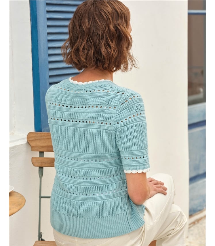 Scallop Crew Neck Cardigan
