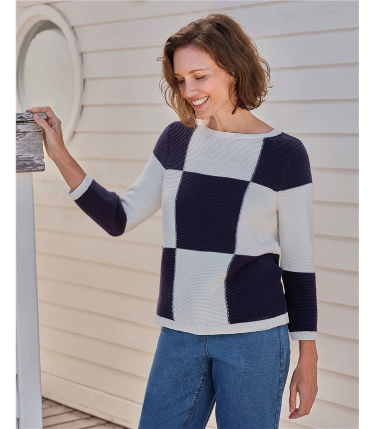 Boat Neck Patchwork Jumper