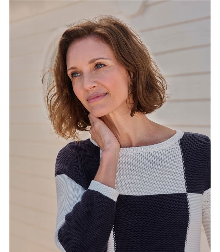 Boat Neck Patchwork Jumper