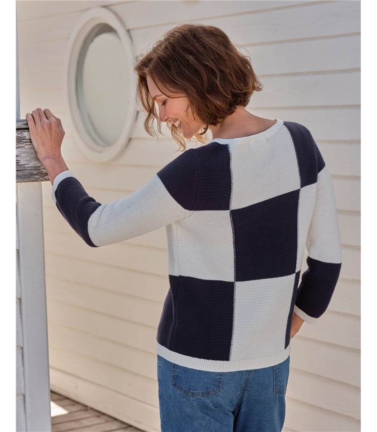 Boat Neck Patchwork Jumper
