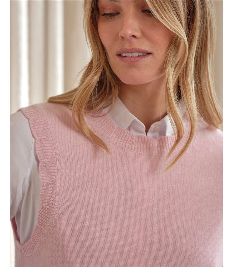 Wool Cashmere Scalloped Tank