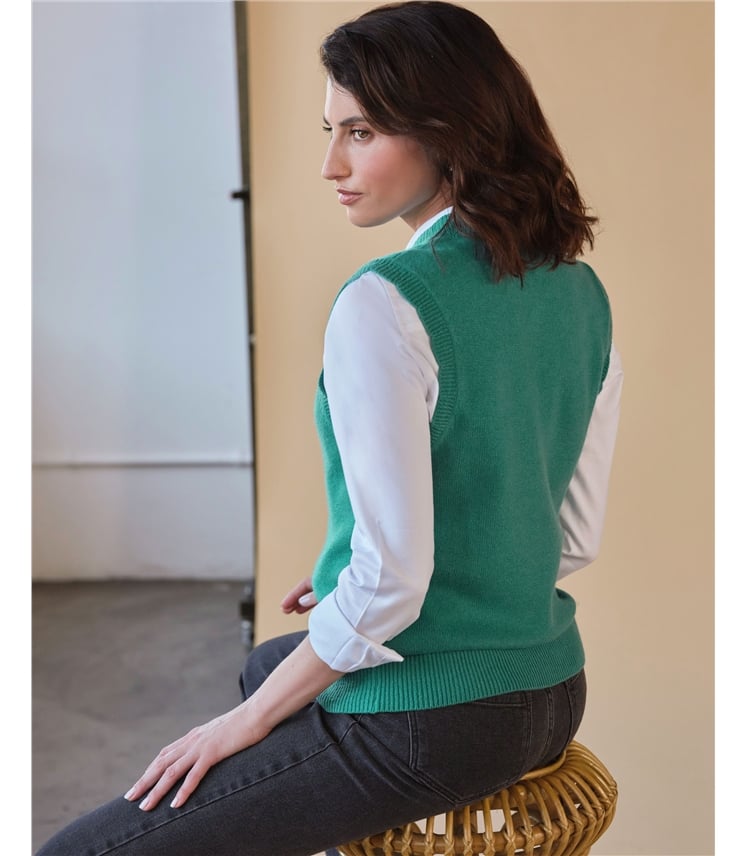 Wool Cashmere Scalloped Tank