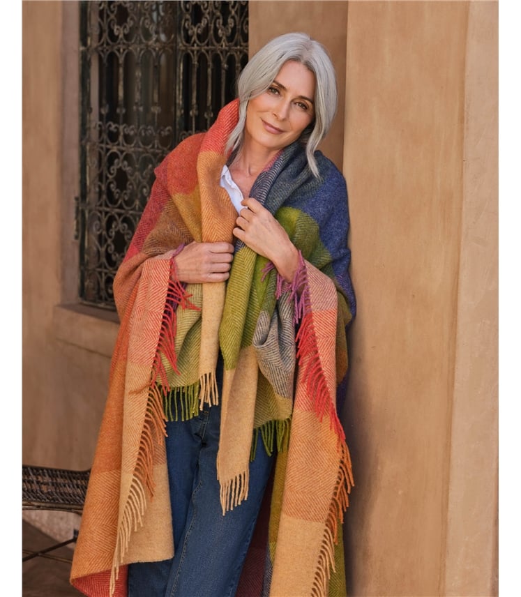 Pure Wool Check Throw