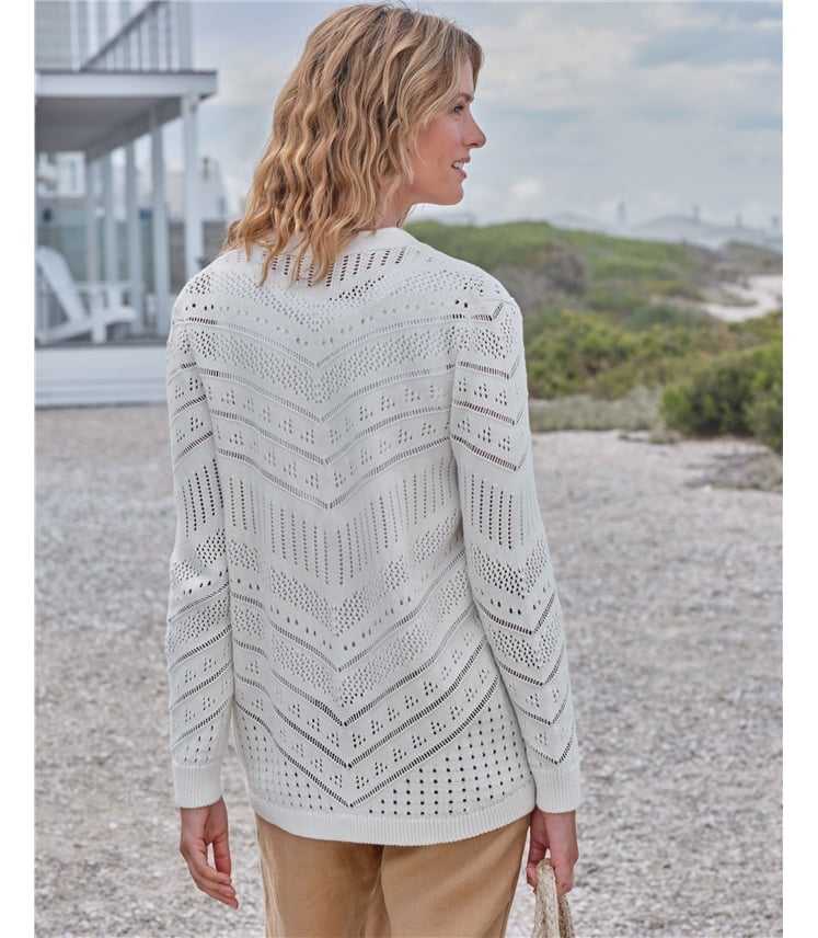 Longline Edge To Edge Pointelle Cardigan