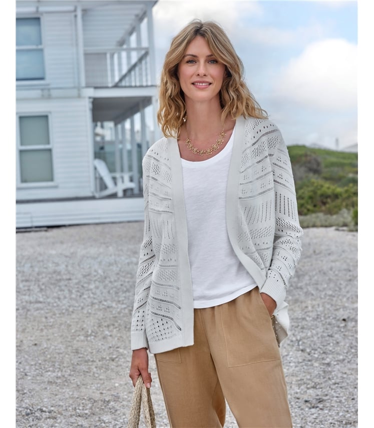 Longline Edge To Edge Pointelle Cardigan