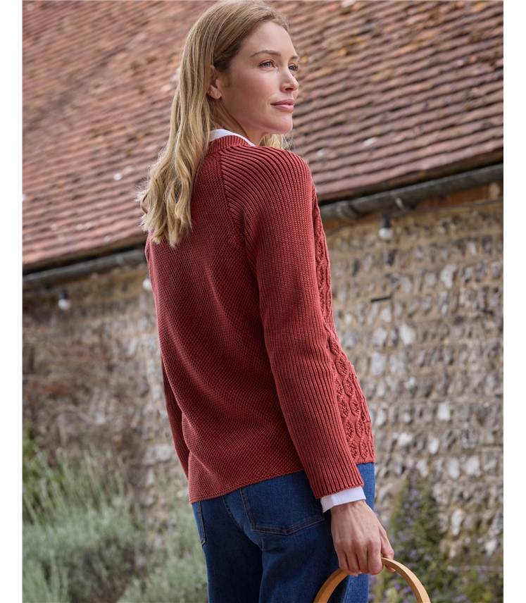 Cable Front Button Cardigan