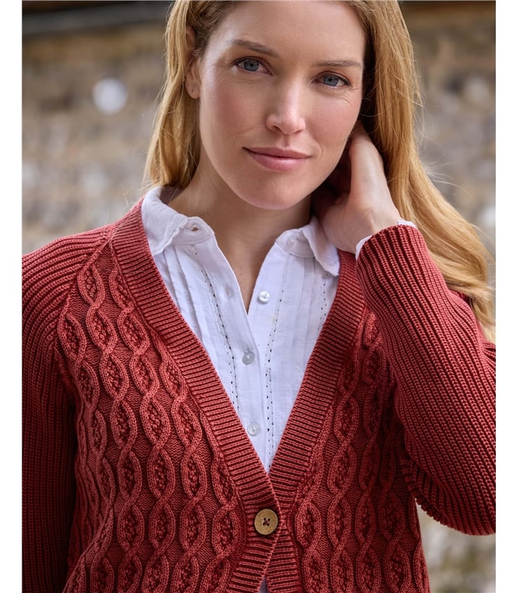 Cable Front Button Cardigan