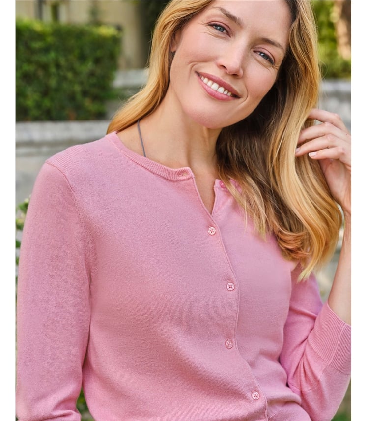 Silk and Cotton 3/4 Sleeve Crop Cardigan