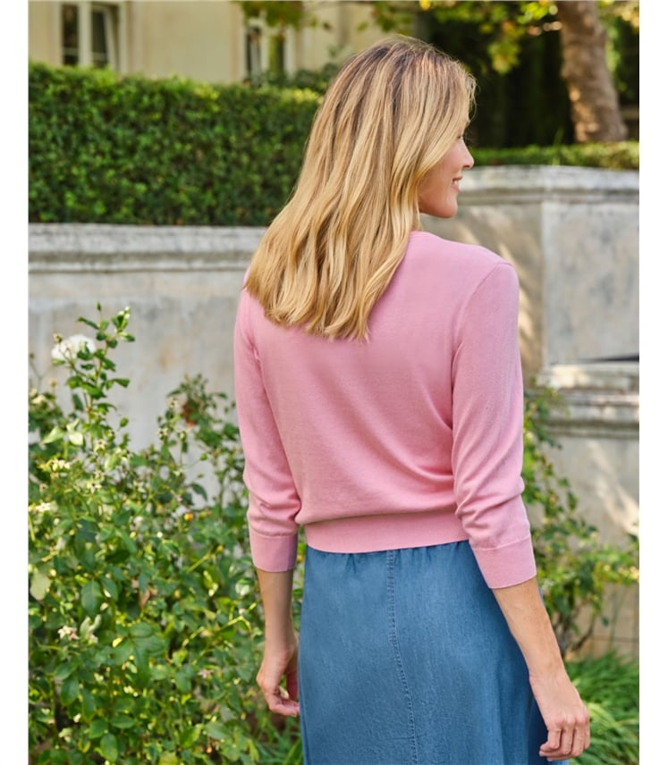 Silk and Cotton 3/4 Sleeve Crop Cardigan