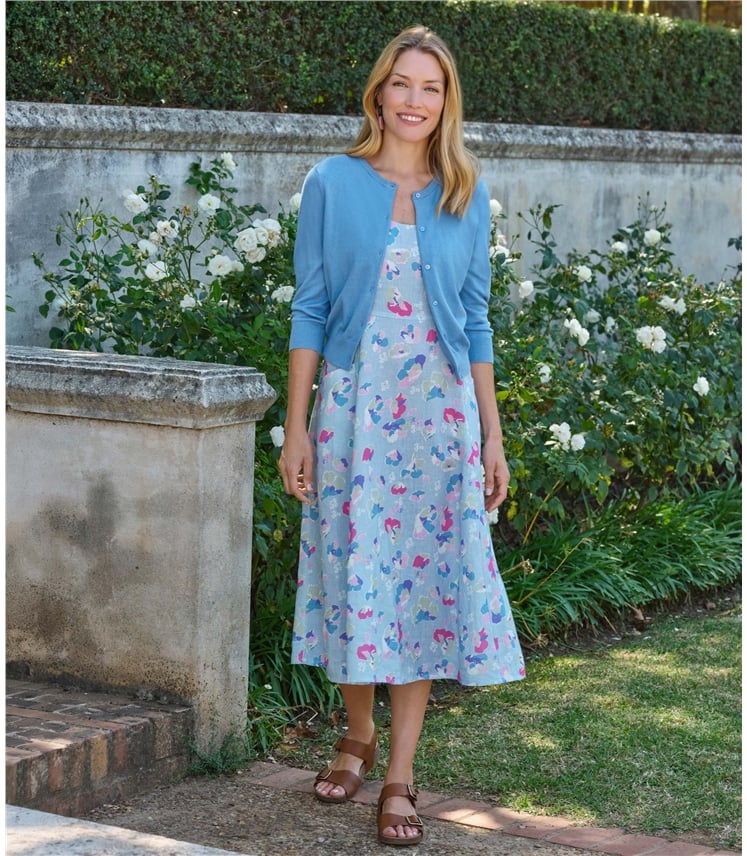 Silk and Cotton 3/4 Sleeve Crop Cardigan