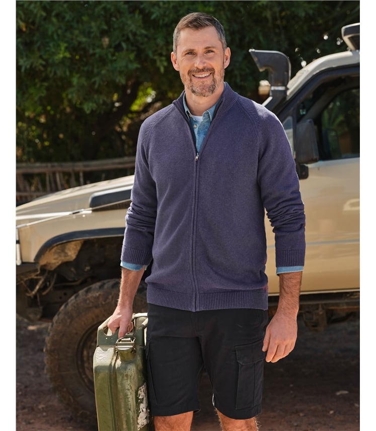 Essential Cotton Zip Cardigan