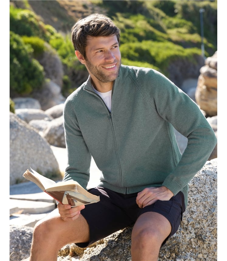 Essential Cotton Zip Cardigan