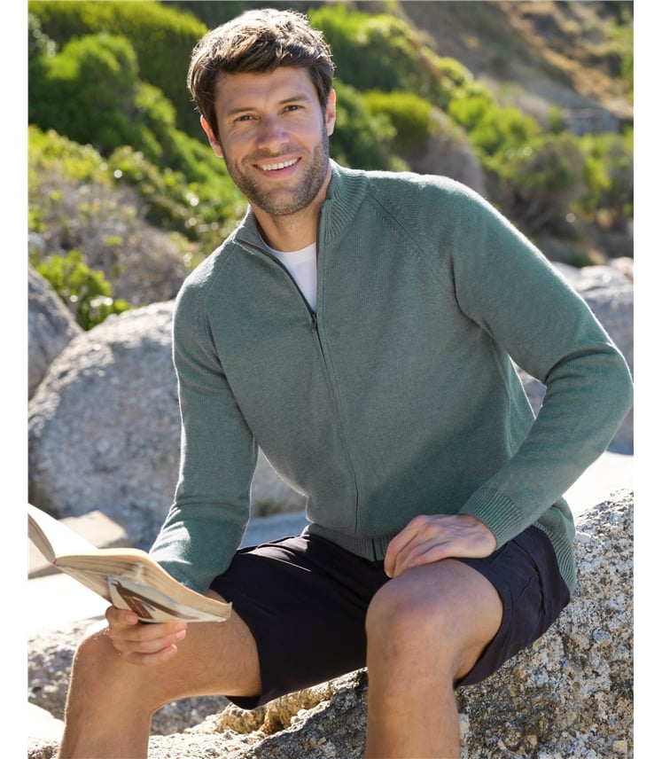 Essential Cotton Zip Cardigan