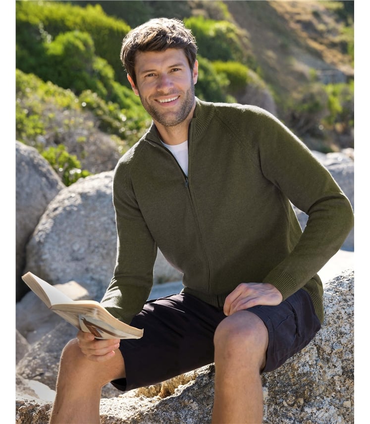 Essential Cotton Zip Cardigan