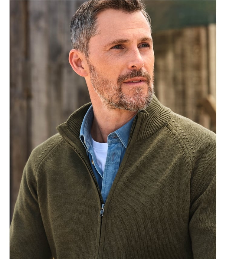 Essential Cotton Zip Cardigan