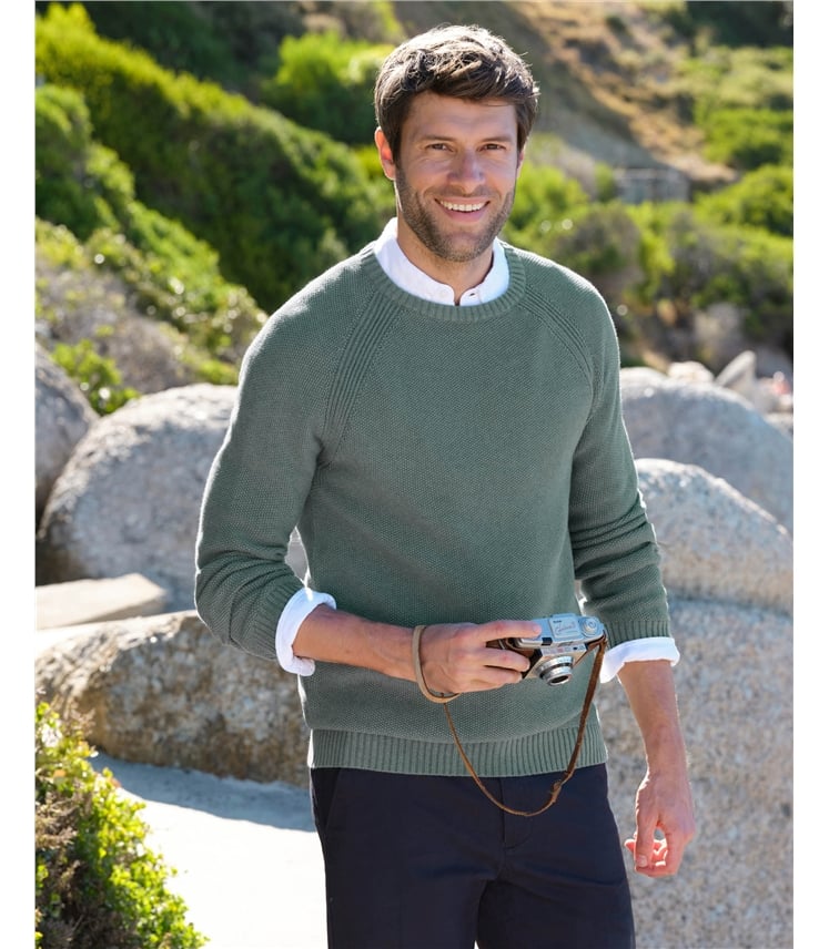 Moss Stitch Essential Crew Neck Jumper