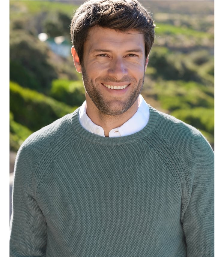 Moss Stitch Essential Crew Neck Jumper