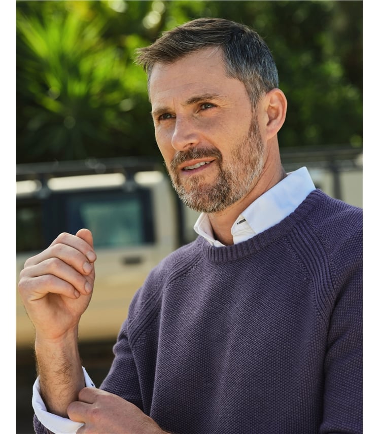 Moss Stitch Essential Crew Neck Jumper