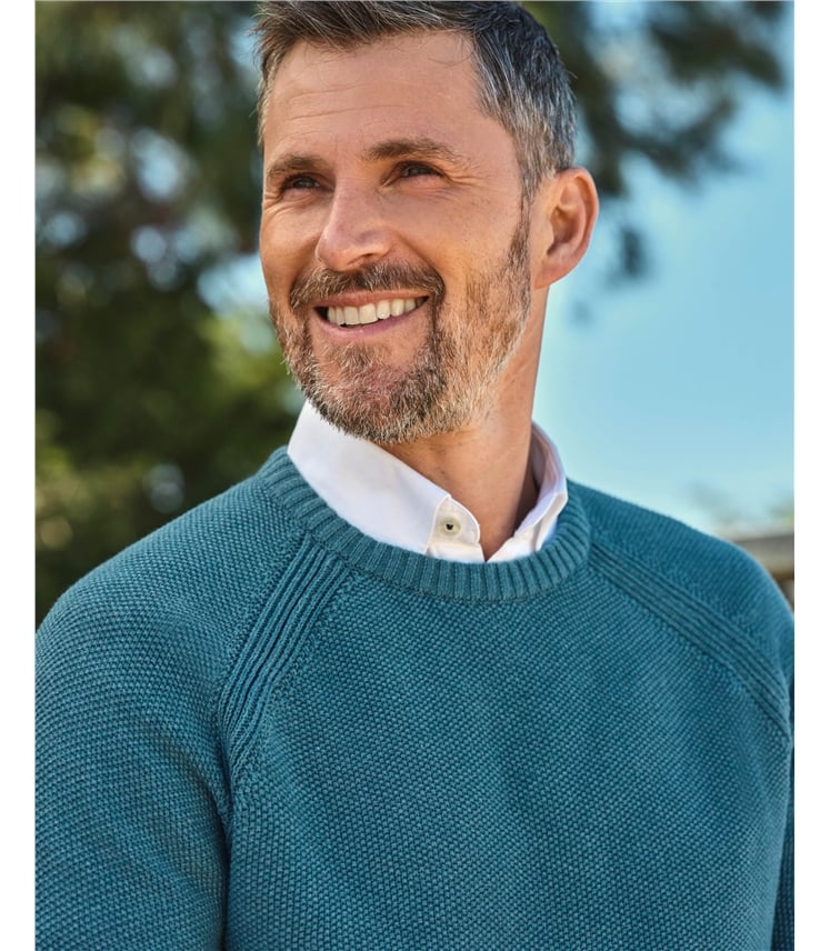 Moss Stitch Essential Crew Neck Jumper