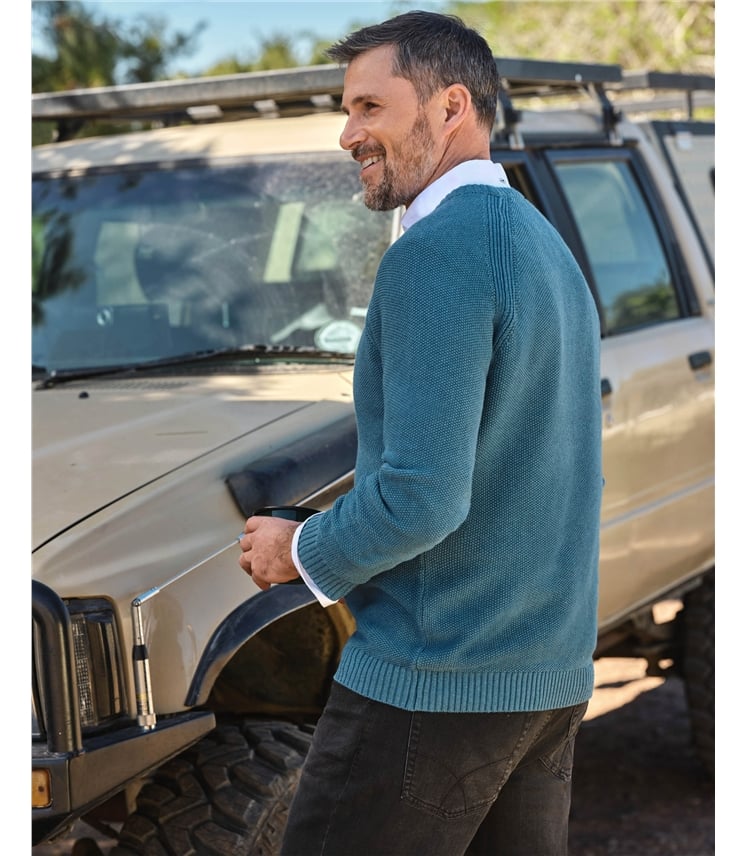 Moss Stitch Essential Crew Neck Jumper