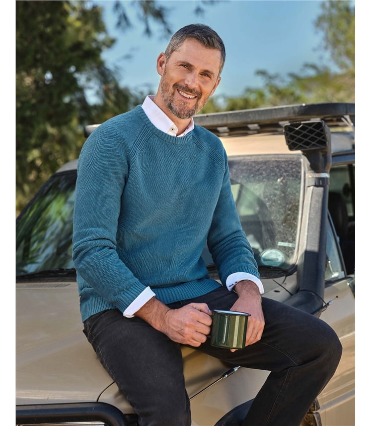 Pull col rond essentiel Moss Stitch - Homme