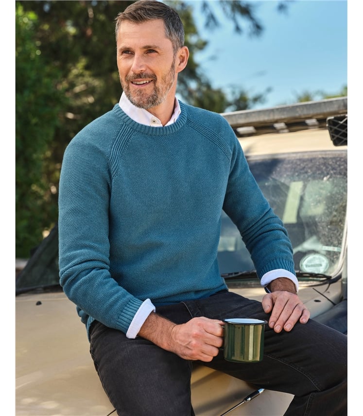 Moss Stitch Essential Crew Neck Jumper