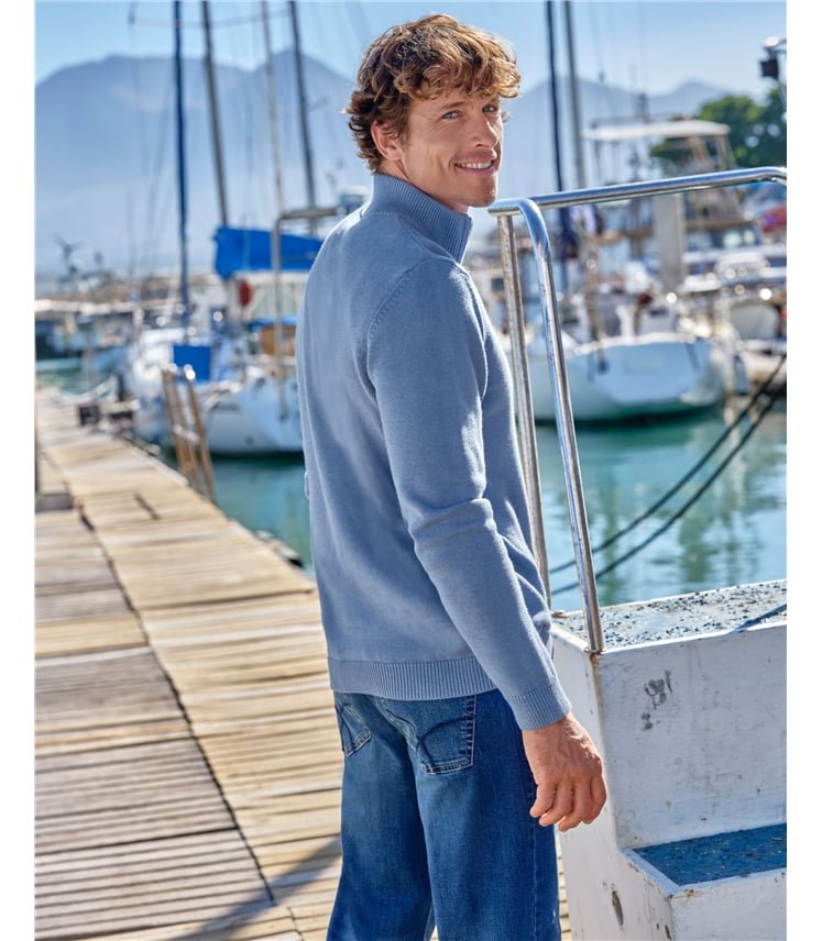 Essential Cotton Zip Neck Jumper