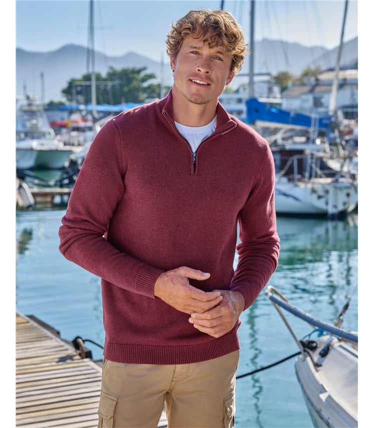 Essential Cotton Zip Neck Jumper