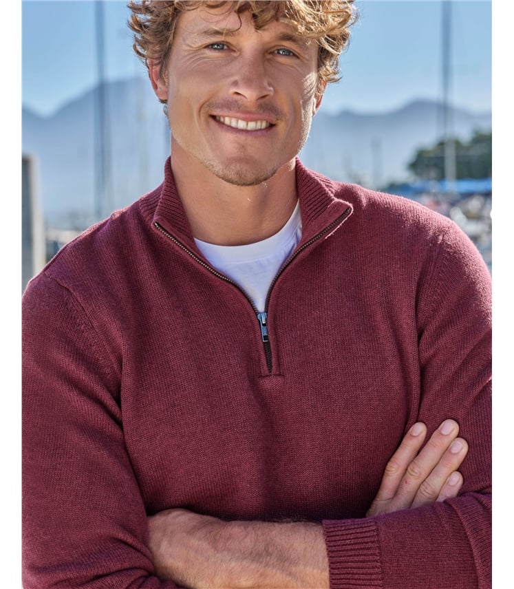 Essential Cotton Zip Neck Jumper