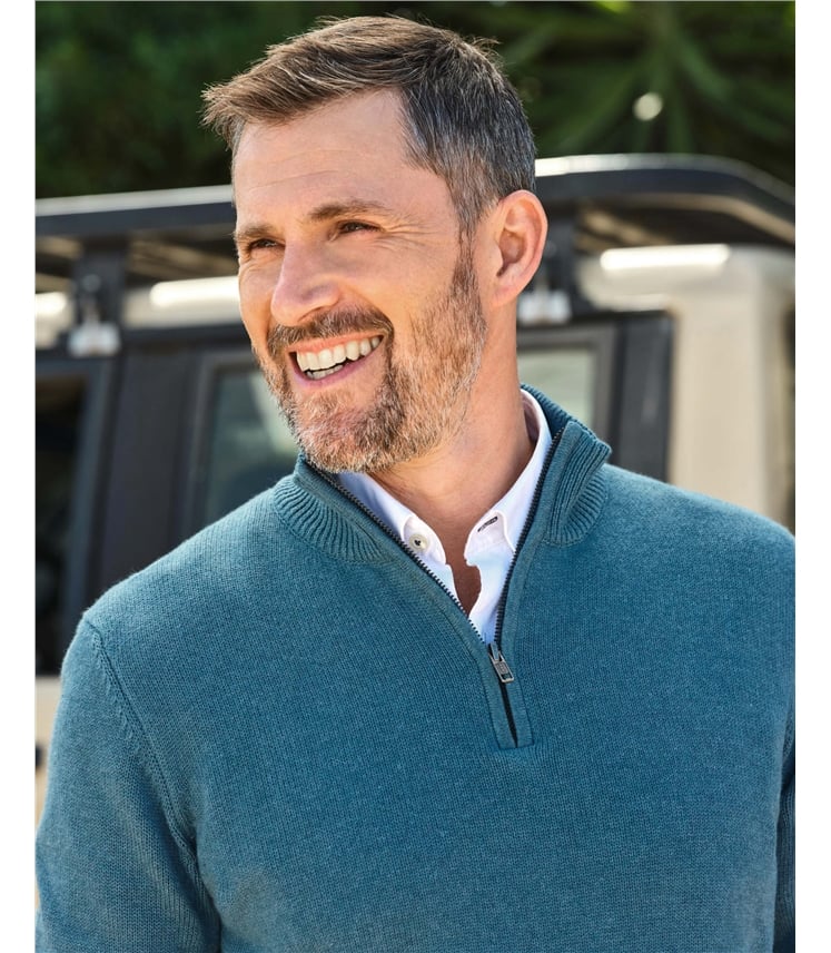 Essential Cotton Zip Neck Jumper