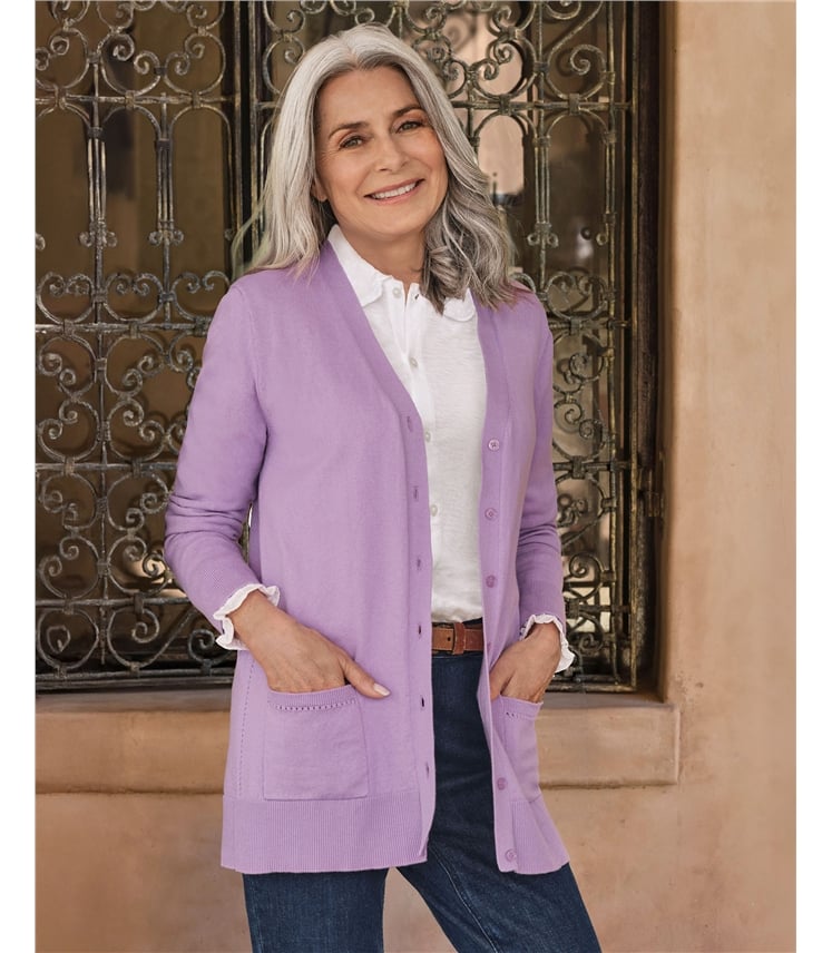 Cardigan long à col en V - Femme