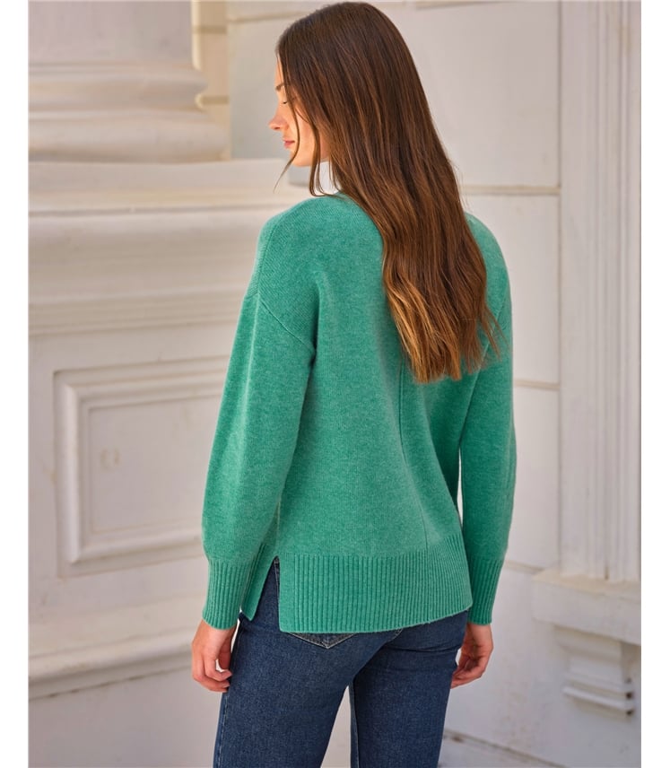 Cashmere High Neck Seamed Sweater