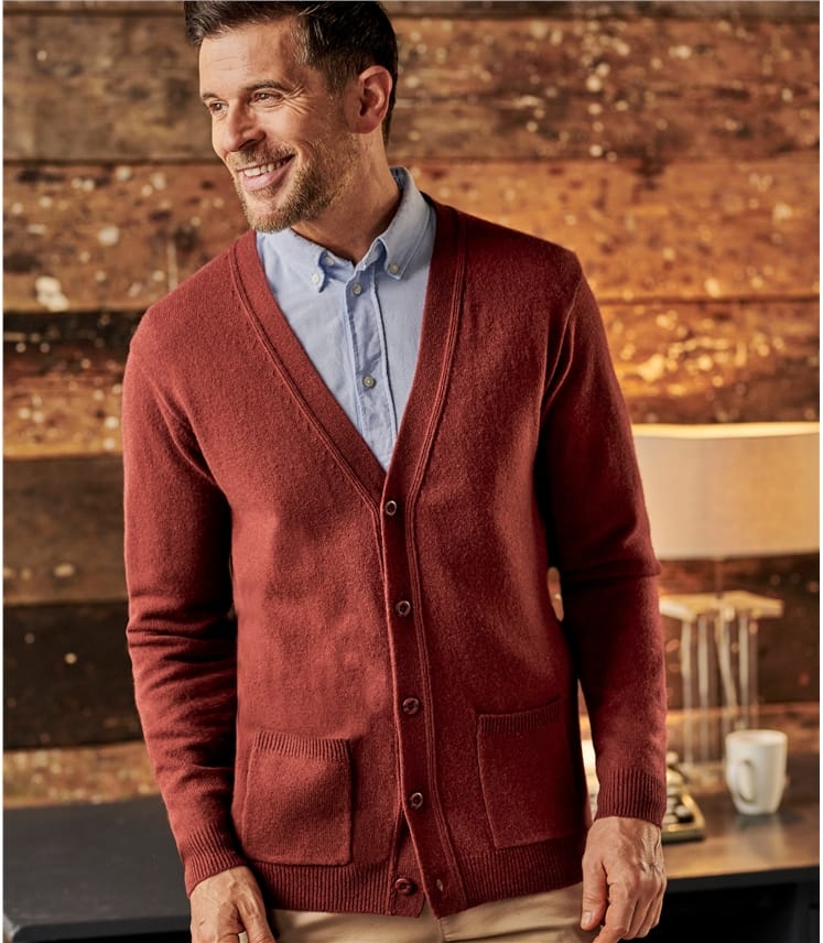 Auburn | Lambswool V Neck Knitted Cardigan | WoolOvers US