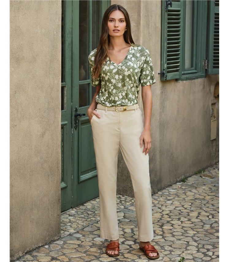 Linen Short Sleeve V Neck T-Shirt