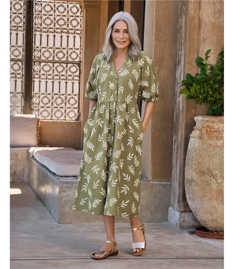 Button Through Notch Neck Dress