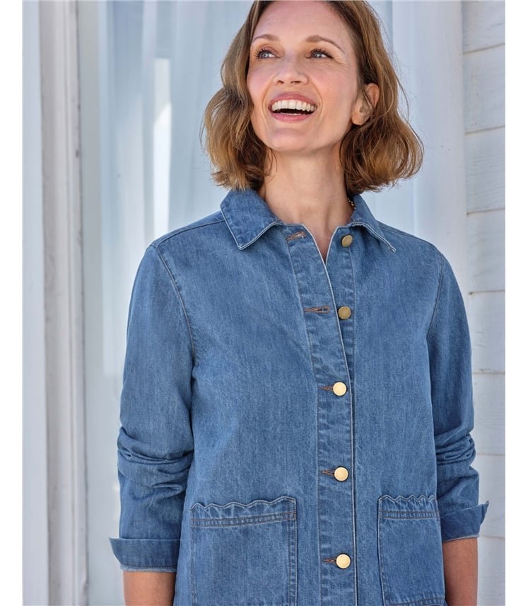 Scallop Detail Denim Jacket