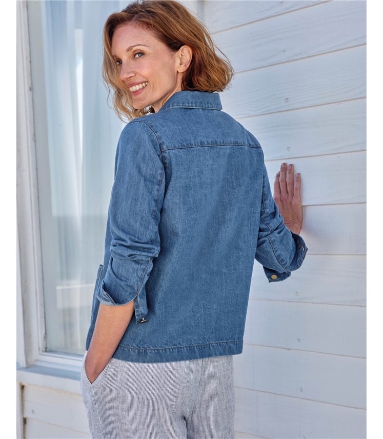 Scallop Detail Denim Jacket