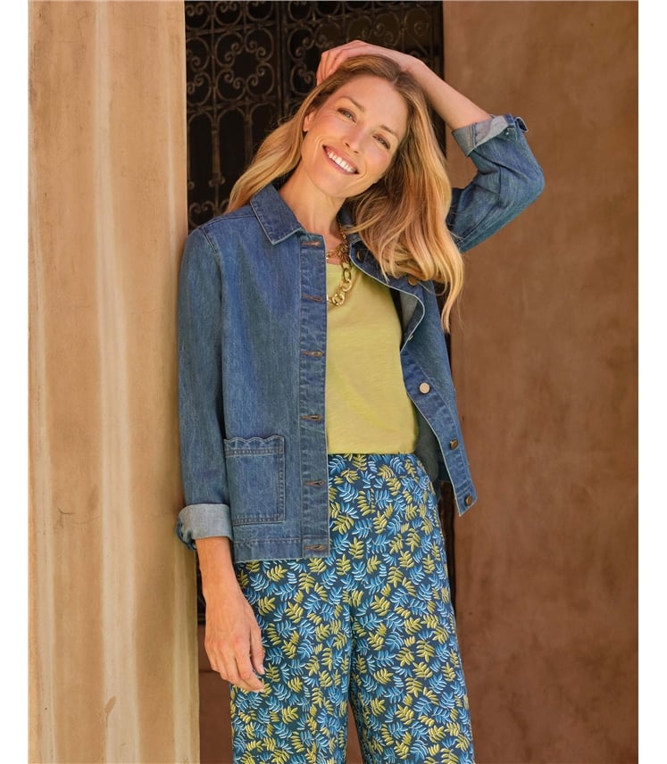 Scallop Detail Denim Jacket