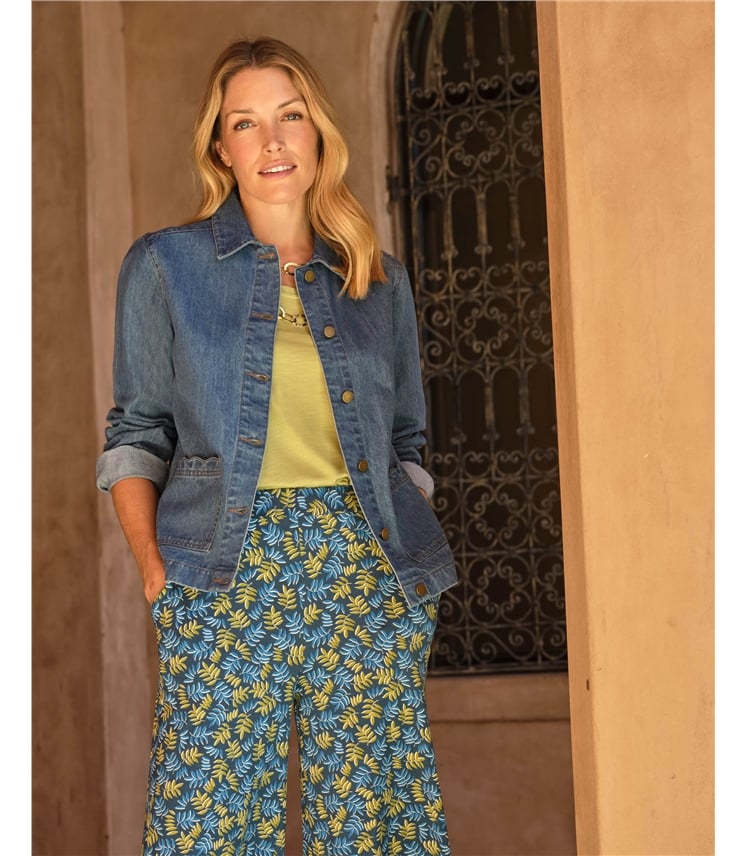 Scallop Detail Denim Jacket