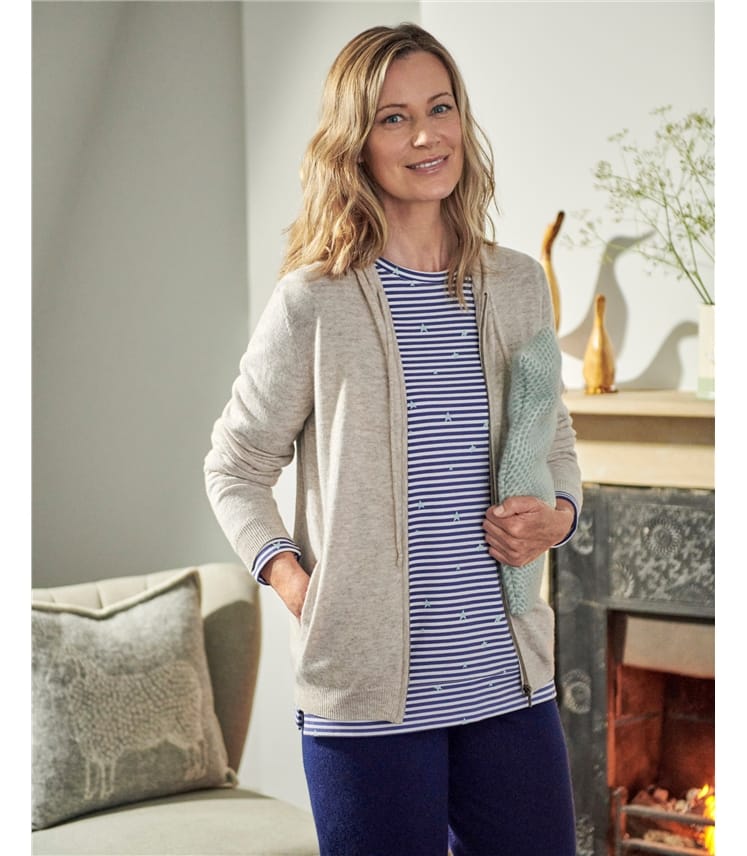 Natural Marl | Cashmere And Merino Luxe Lounge Hoodie | WoolOvers US