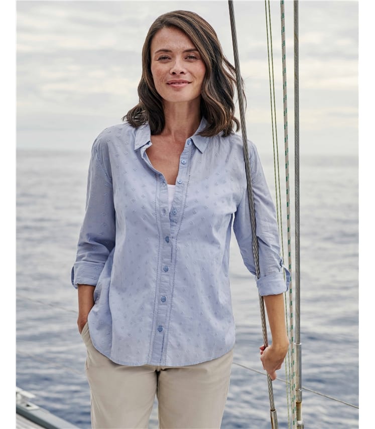 Lace Insert Dobby Shirt | WoolOvers AU