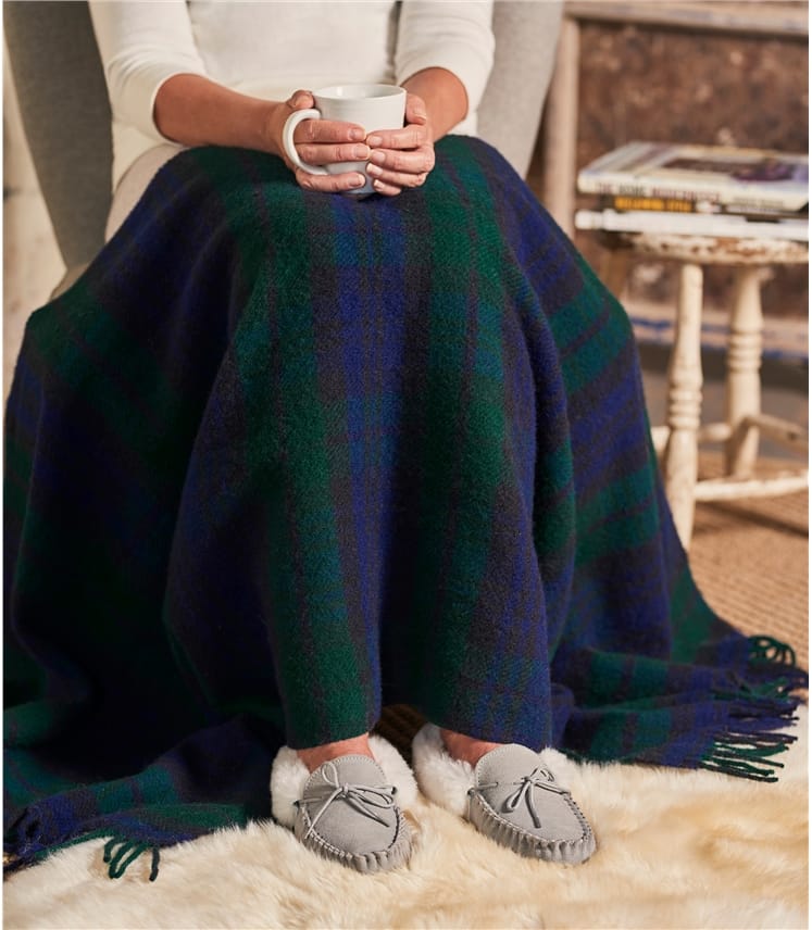 Blackwatch Pure Wool Tartan Knee Blanket WoolOvers US