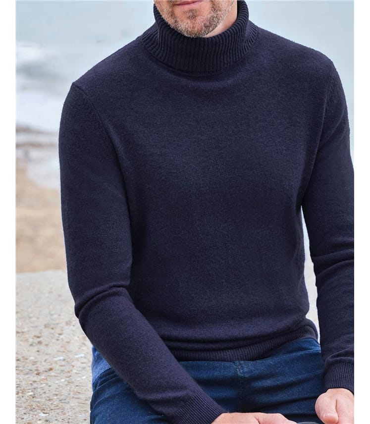 Pull à col roulé - Homme - Cachemire & Mérinos